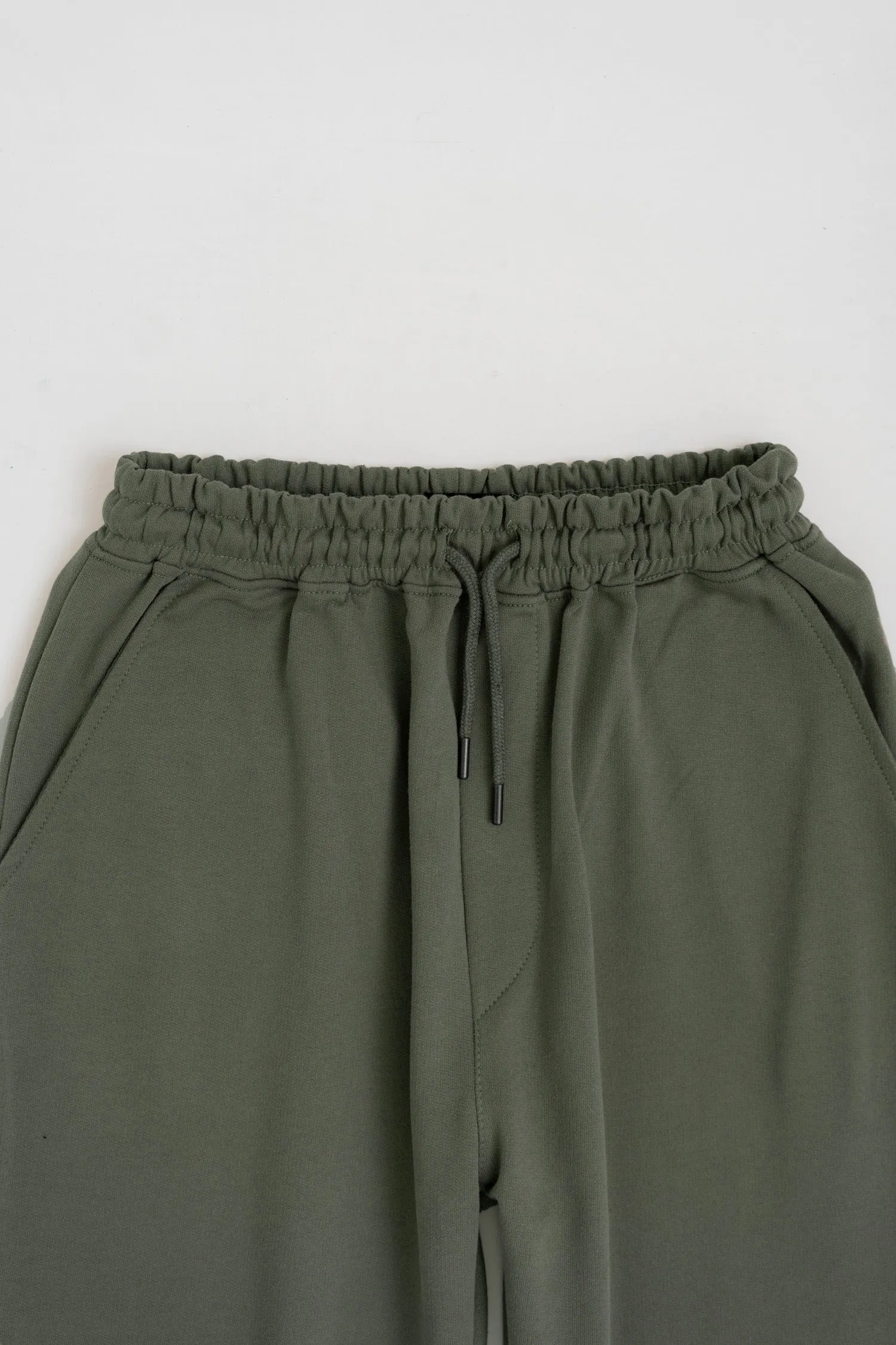 OLIVE GREEN COMFORT FIT KNITTED PANTS