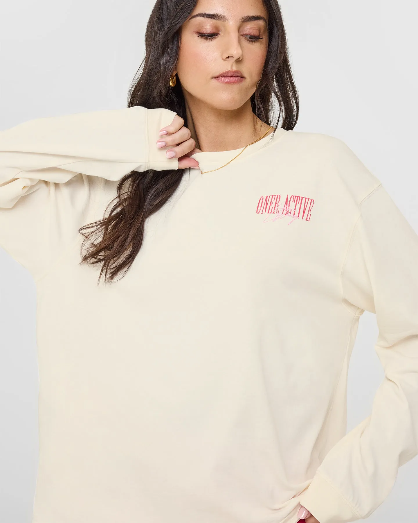 Oner Graphic Washed Long Sleeve Top | Off White