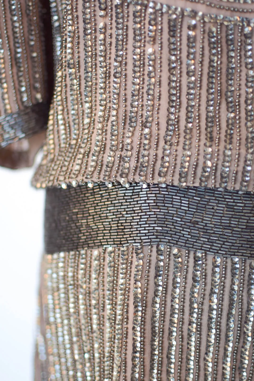Parker Sequin/Beaded Silver Dress
