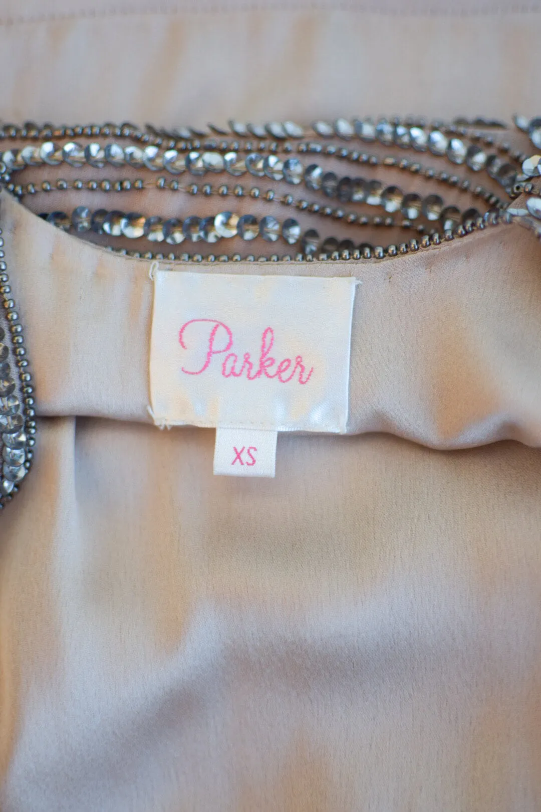 Parker Sequin/Beaded Silver Dress