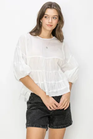 Payton Babydoll Blouse In Off-white
