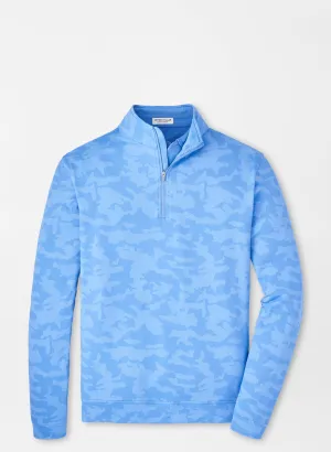 Peter Millar Mens Classic Fit Perth Camo Performance Quarter-Zip - LIBERTY BLUE