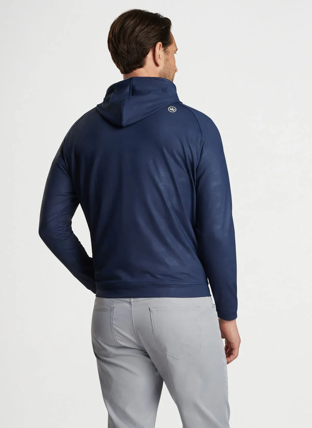 Peter Millar Mens Classic Fit Pine Performance Camo Hoodie - NAVY