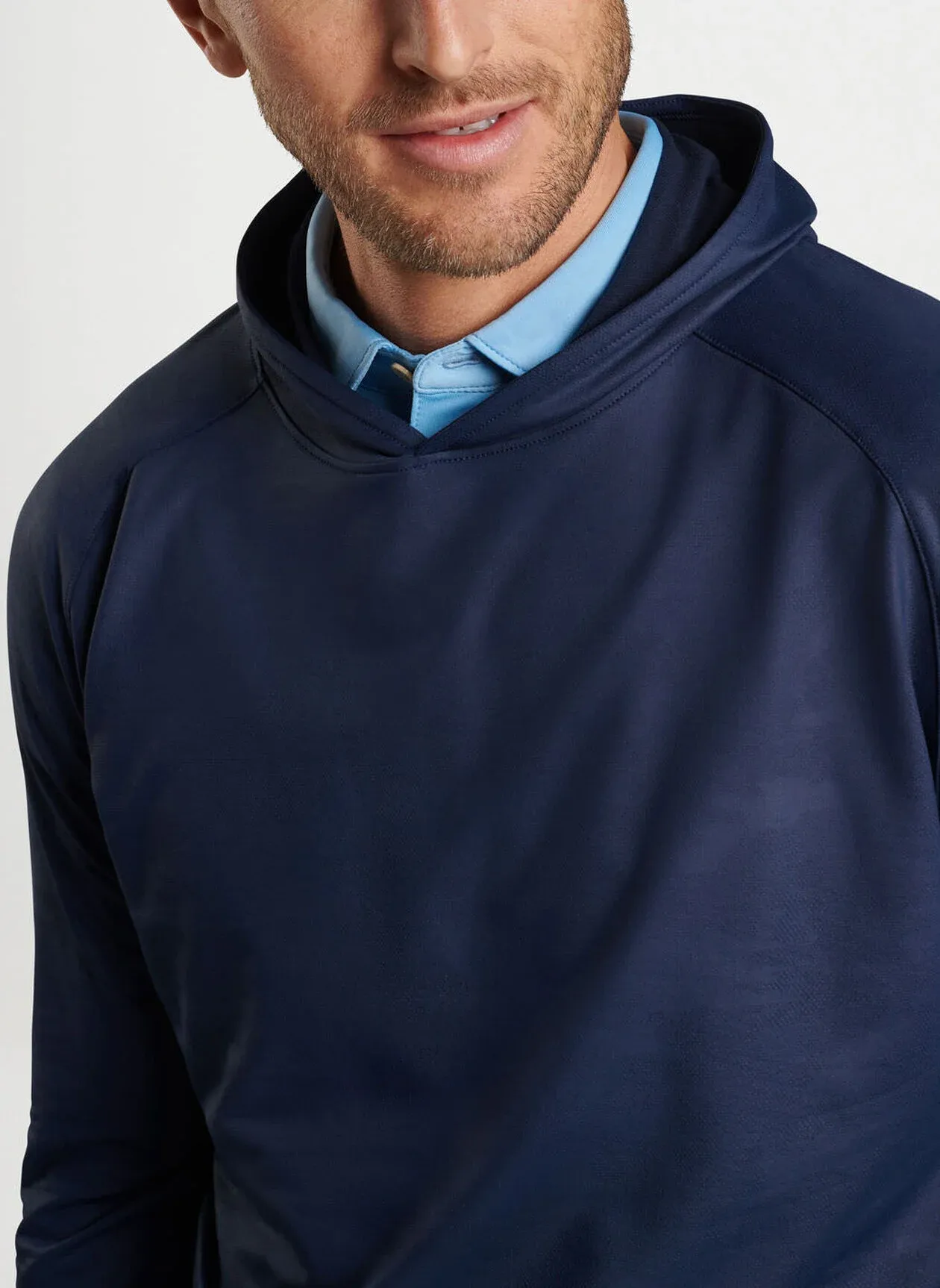 Peter Millar Mens Classic Fit Pine Performance Camo Hoodie - NAVY