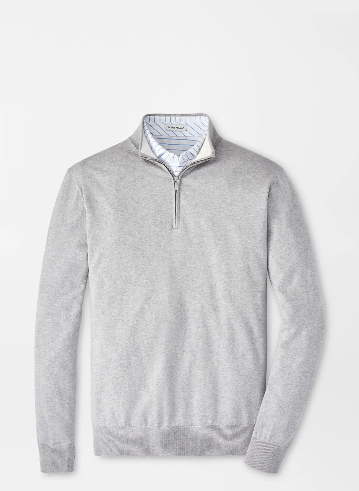 Peter Millar Mens Classic Fit Whitaker Quarter-Zip Sweater - BRITISH GREY