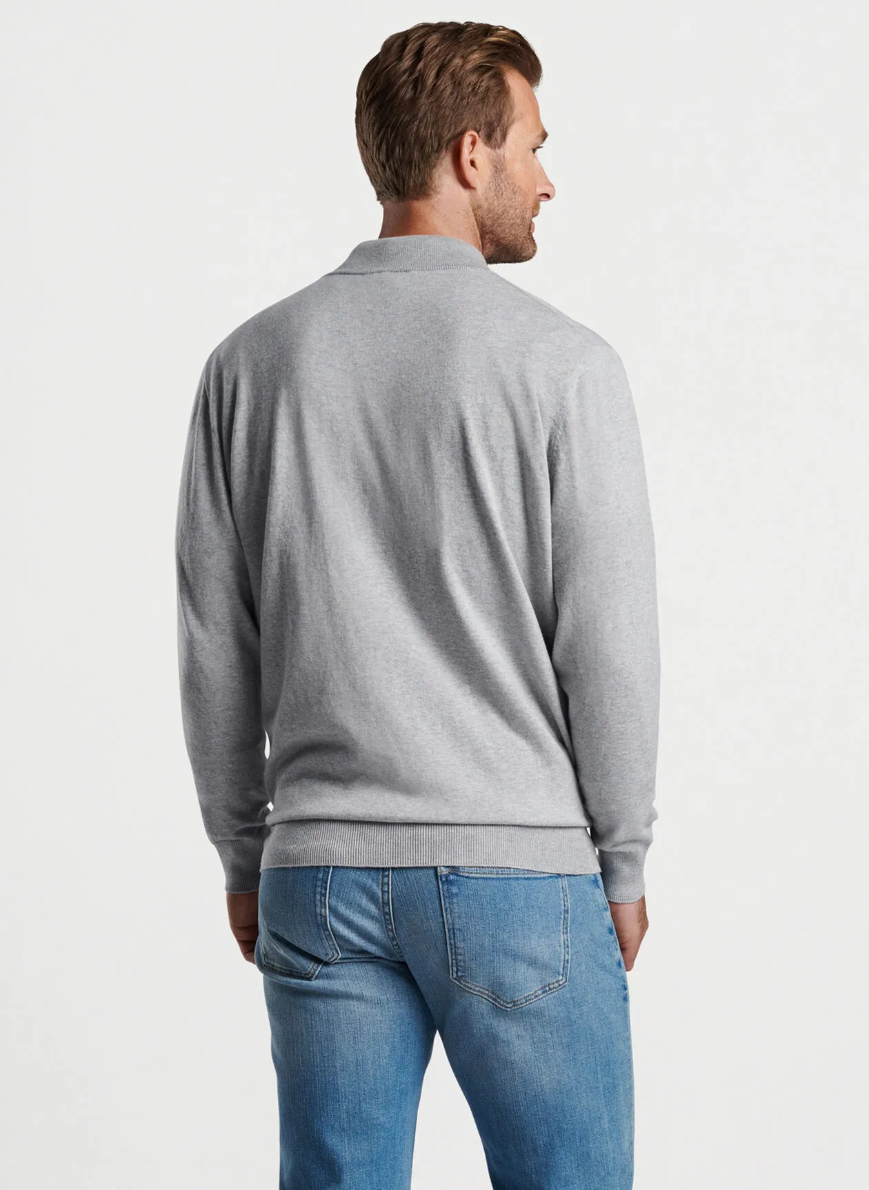 Peter Millar Mens Classic Fit Whitaker Quarter-Zip Sweater - BRITISH GREY