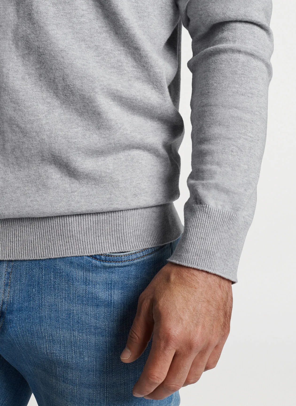 Peter Millar Mens Classic Fit Whitaker Quarter-Zip Sweater - BRITISH GREY