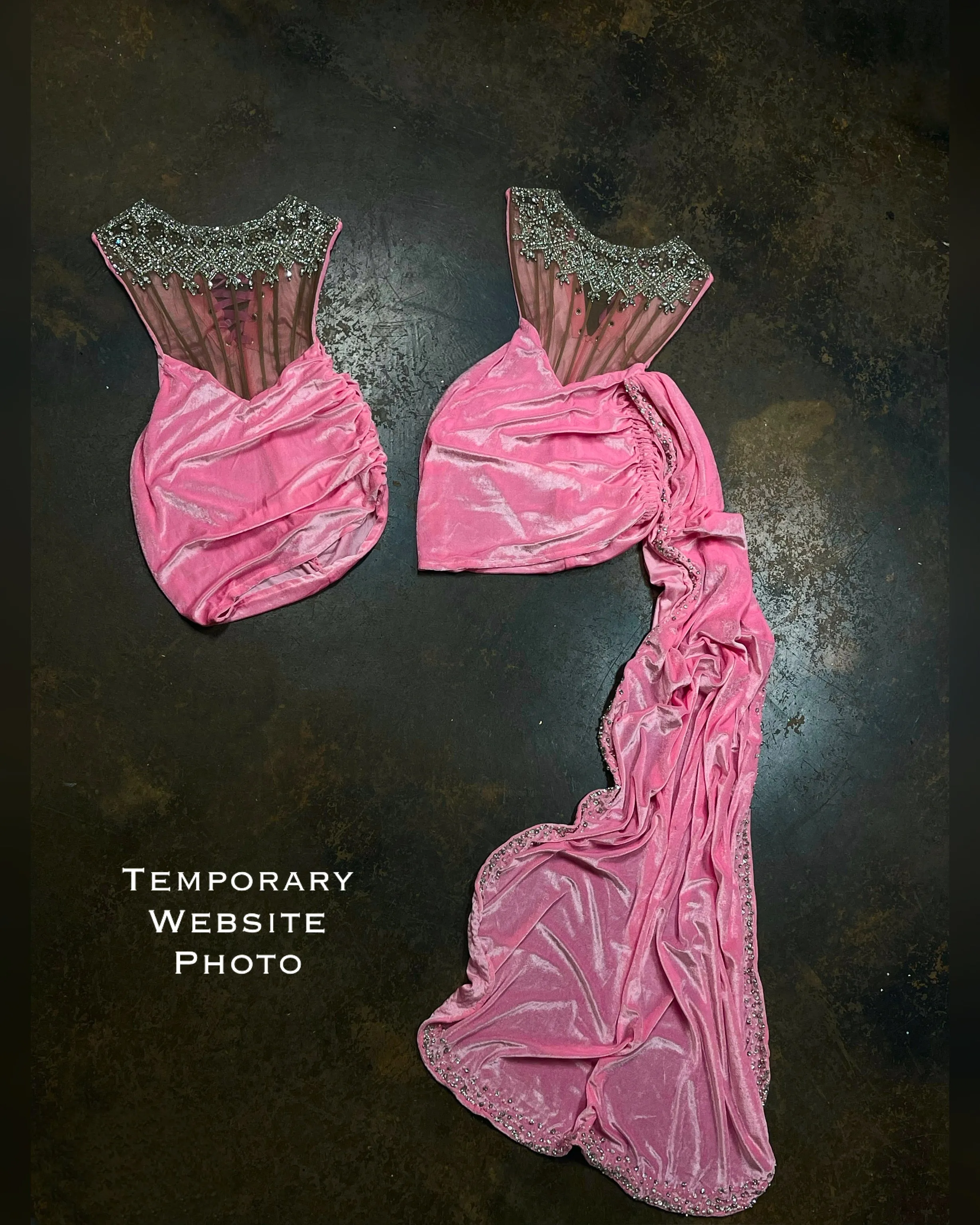 Pink Velvet Crystal Corset Bodice Mini Dress