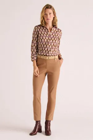 PLUVIER88 BROWN STRETCH COTTON 7/8 TROUSERS