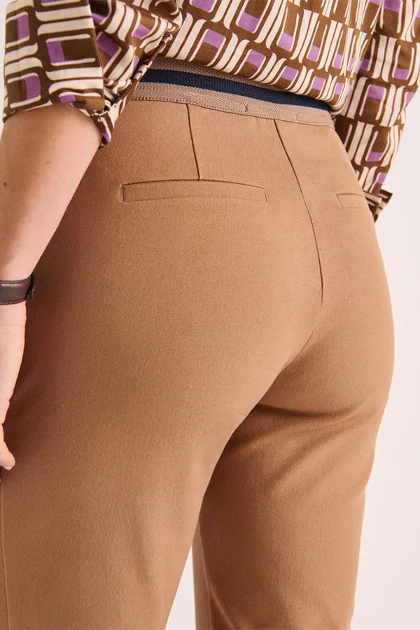 PLUVIER88 BROWN STRETCH COTTON 7/8 TROUSERS