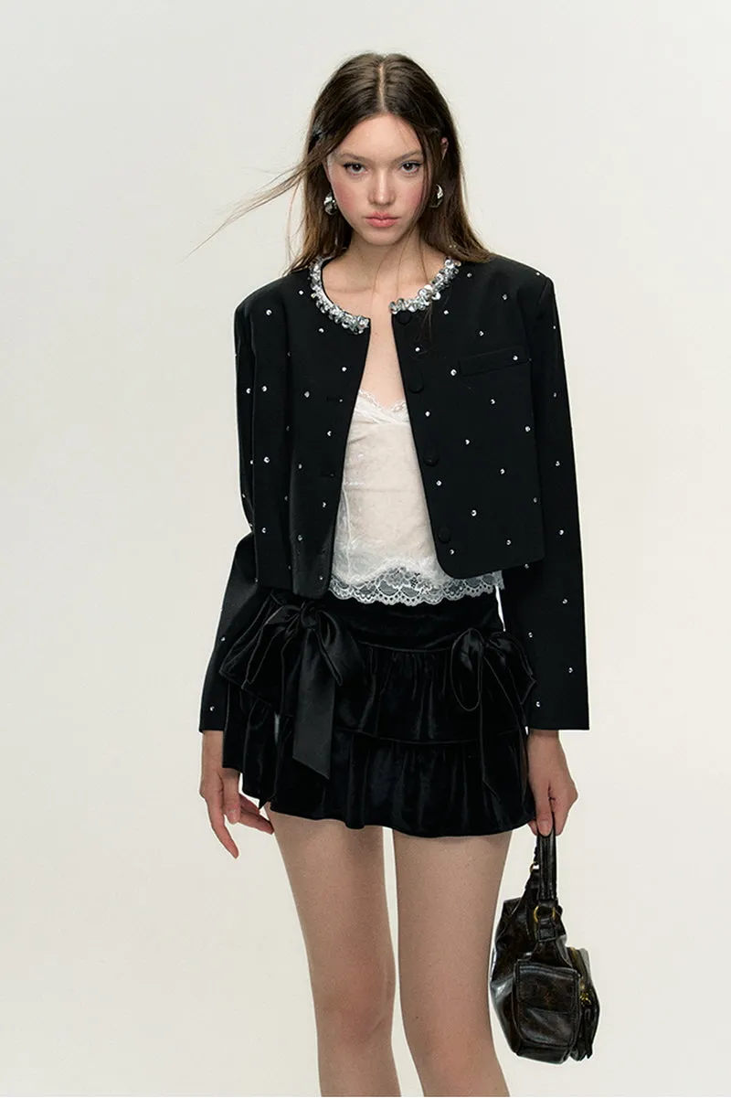 Polka Dot Jacket/ Velvet Skirt