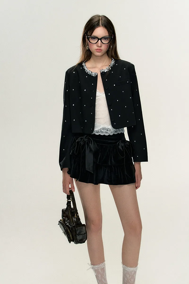 Polka Dot Jacket/ Velvet Skirt