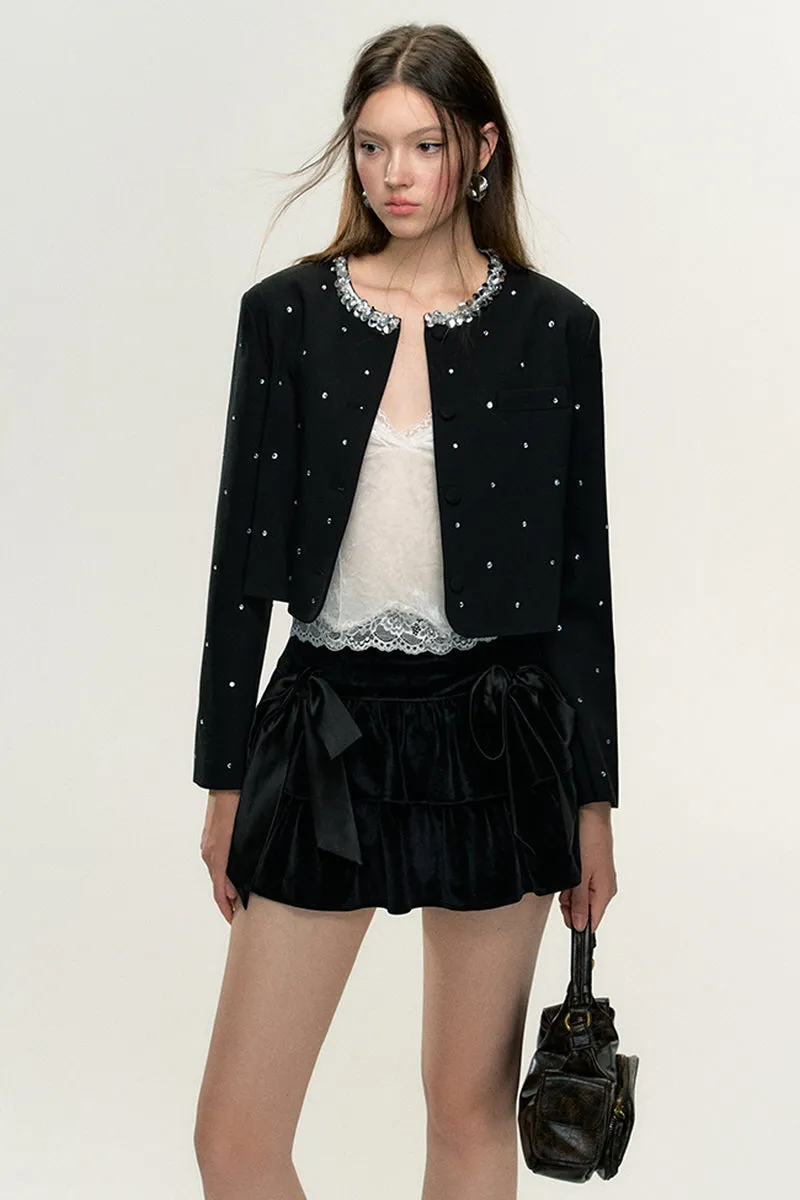 Polka Dot Jacket/ Velvet Skirt