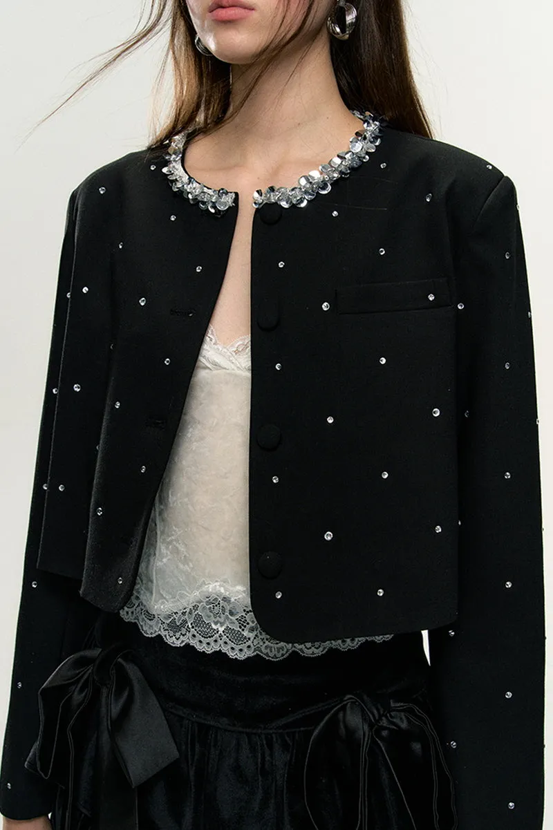 Polka Dot Jacket/ Velvet Skirt