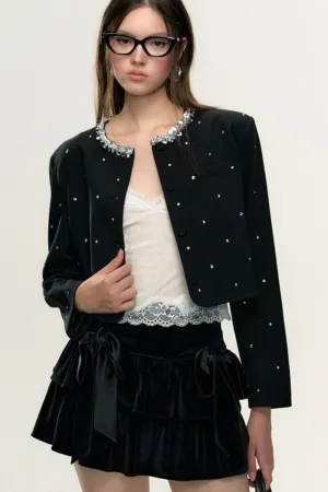 Polka Dot Jacket/ Velvet Skirt
