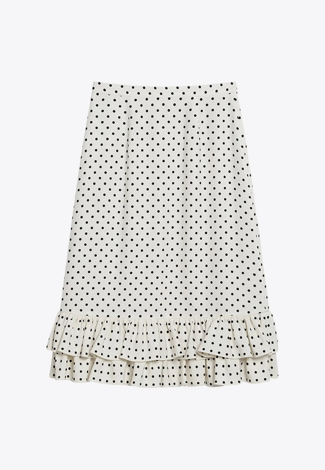 Polka Dots Ruffled Midi Skirt
