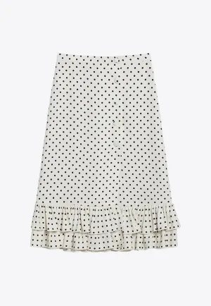 Polka Dots Ruffled Midi Skirt