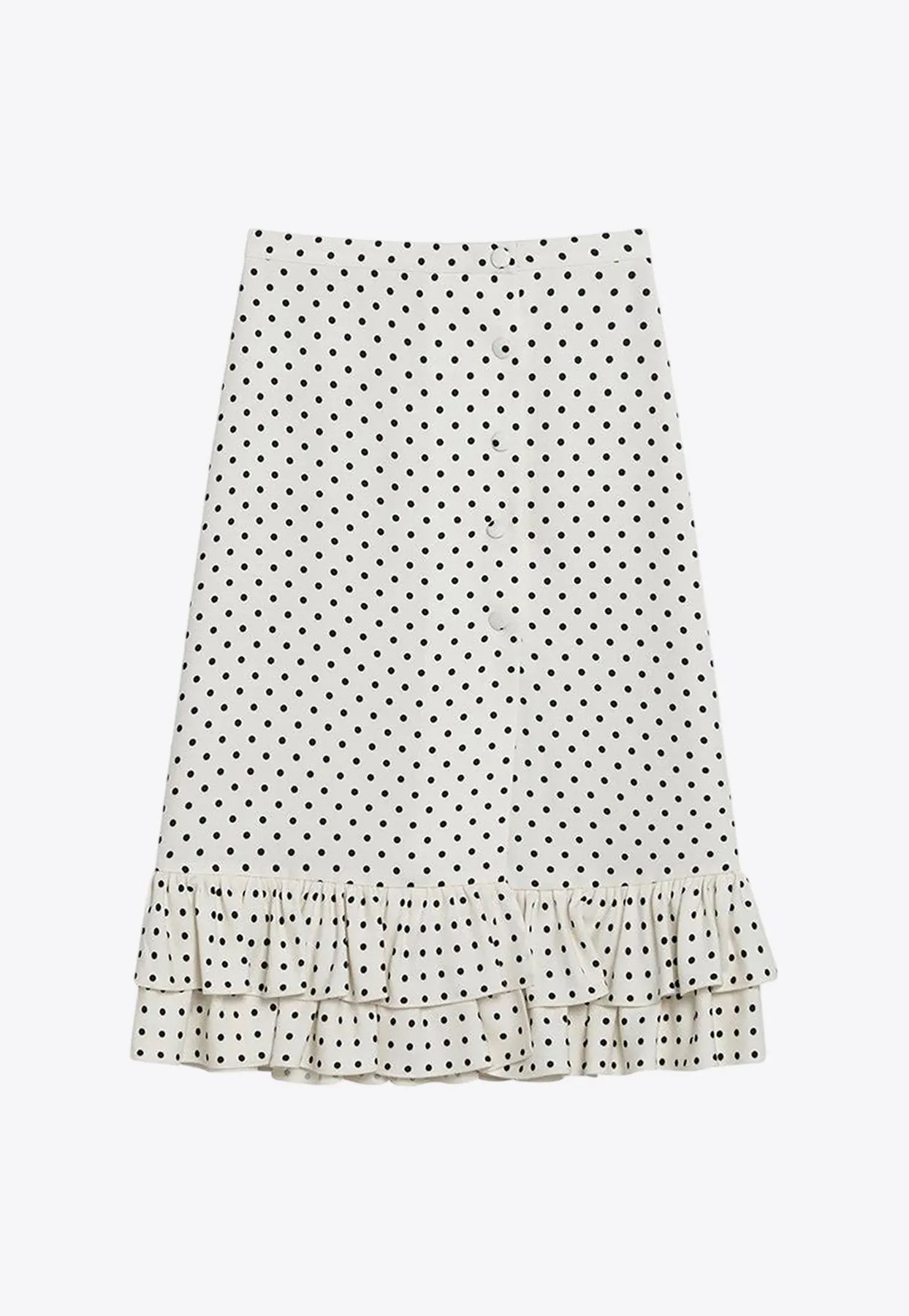 Polka Dots Ruffled Midi Skirt