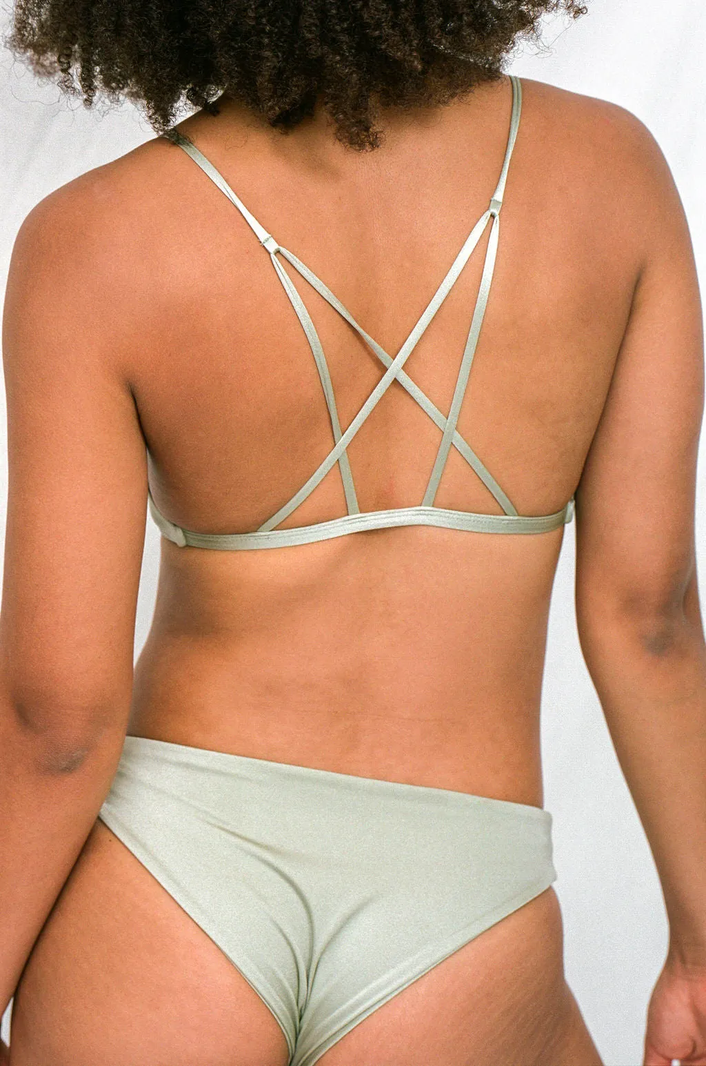 PORTOKALI Bikini Top in Metallic Moss