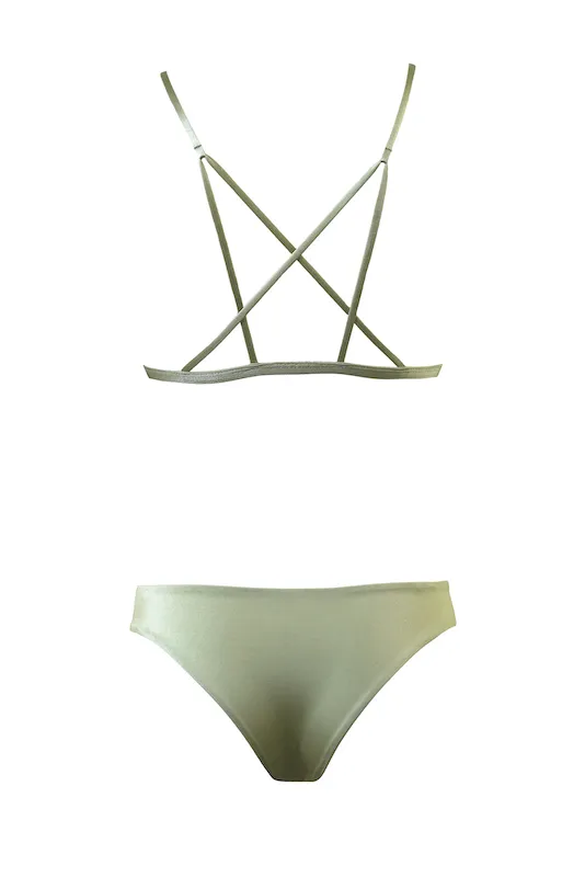 PORTOKALI Bikini Top in Metallic Moss