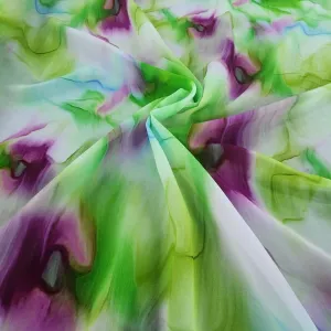 Printed Peach Chiffon Fabric 150cm Lime