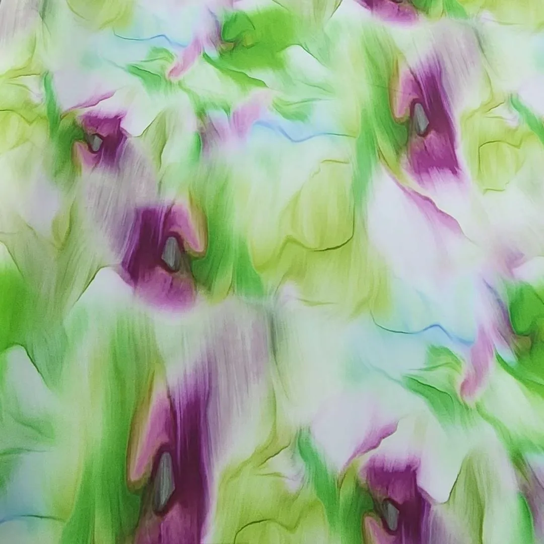 Printed Peach Chiffon Fabric 150cm Lime
