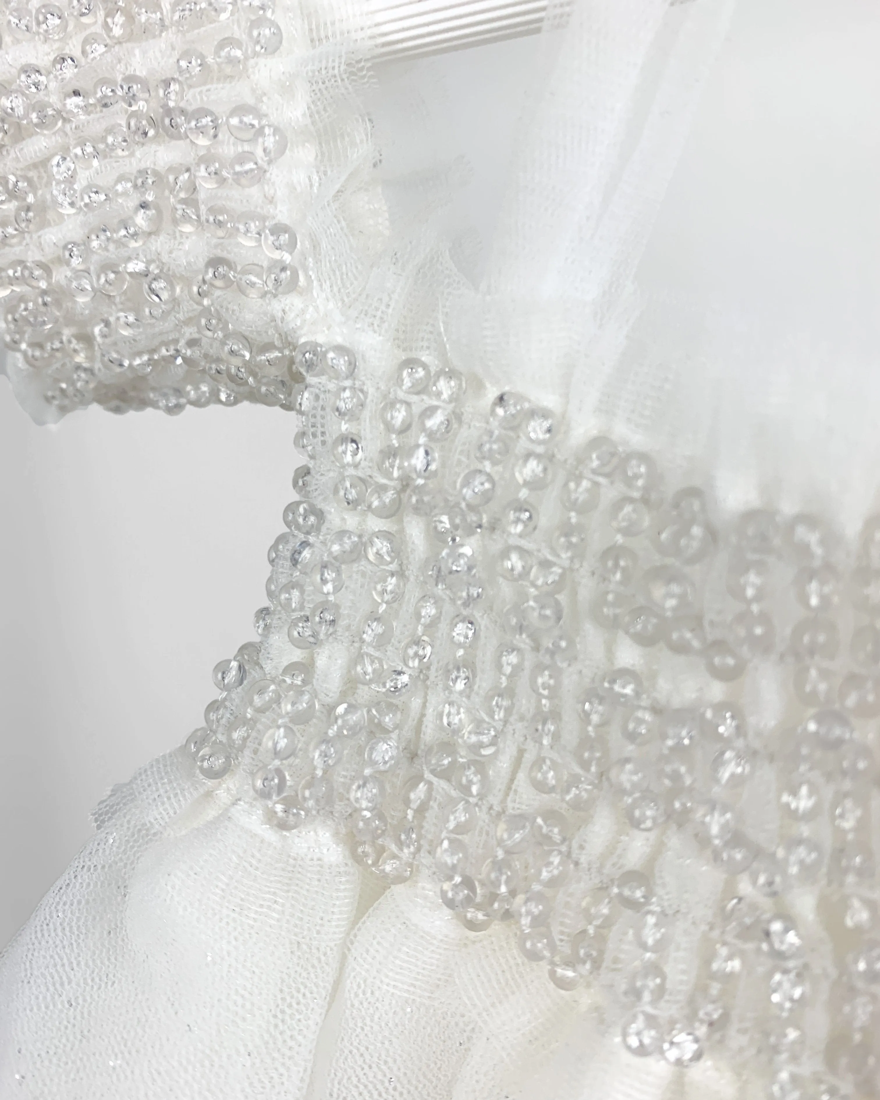 "Elise" White Beaded Sparkle Tulle Dress