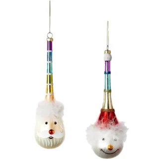 Rainbow Santa and Snowman Ornaments