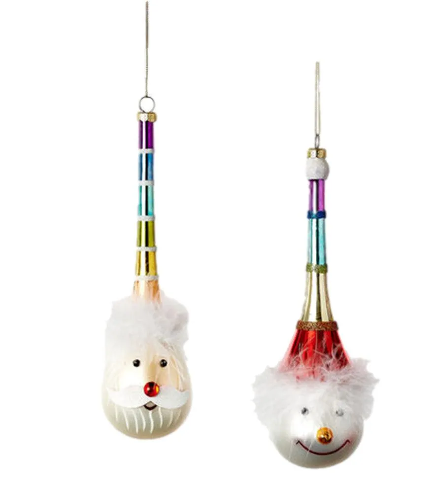 Rainbow Santa and Snowman Ornaments