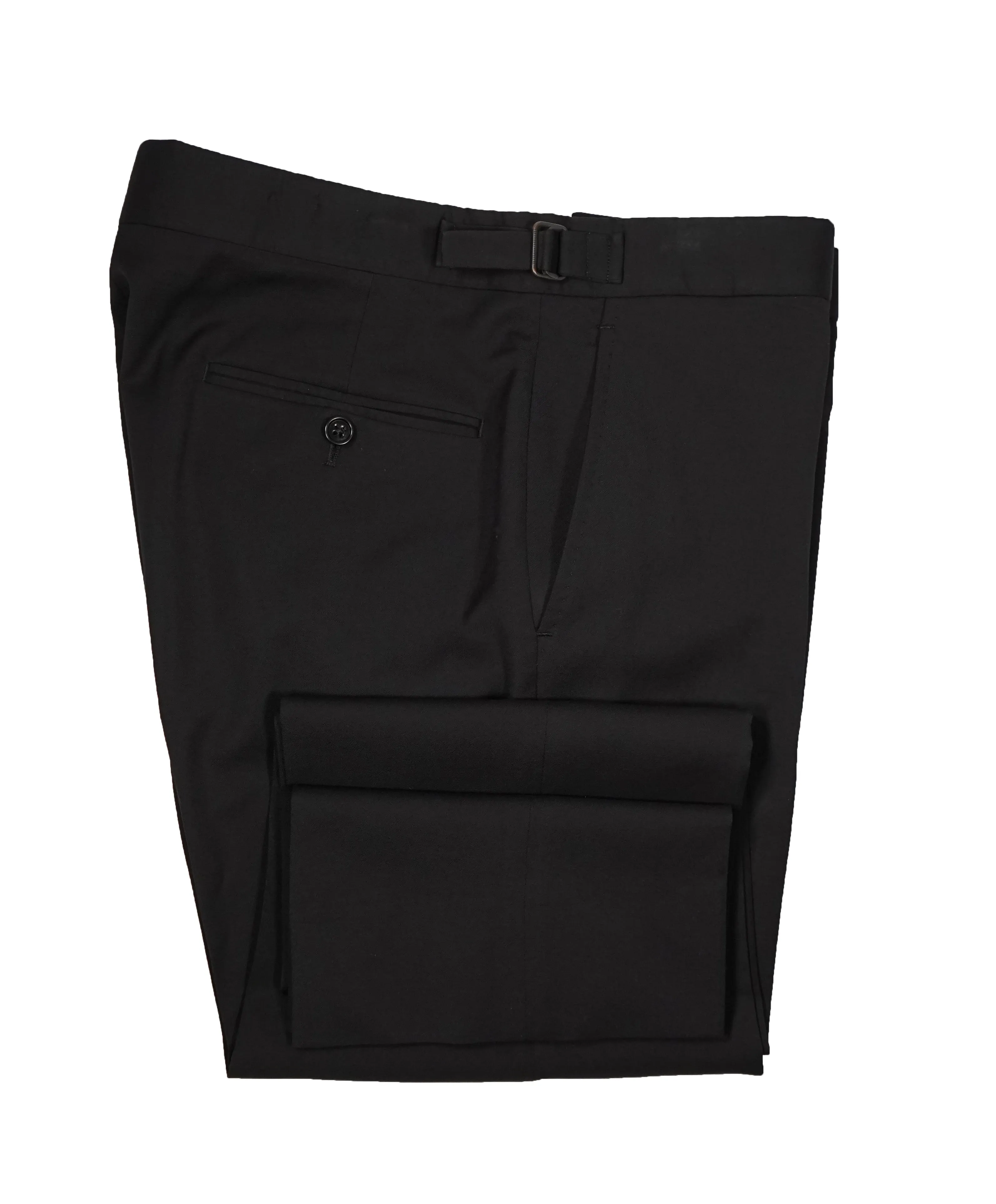 RALPH LAUREN BLACK LABEL - Solid Black Dress Pants With Side Tabs - 31W