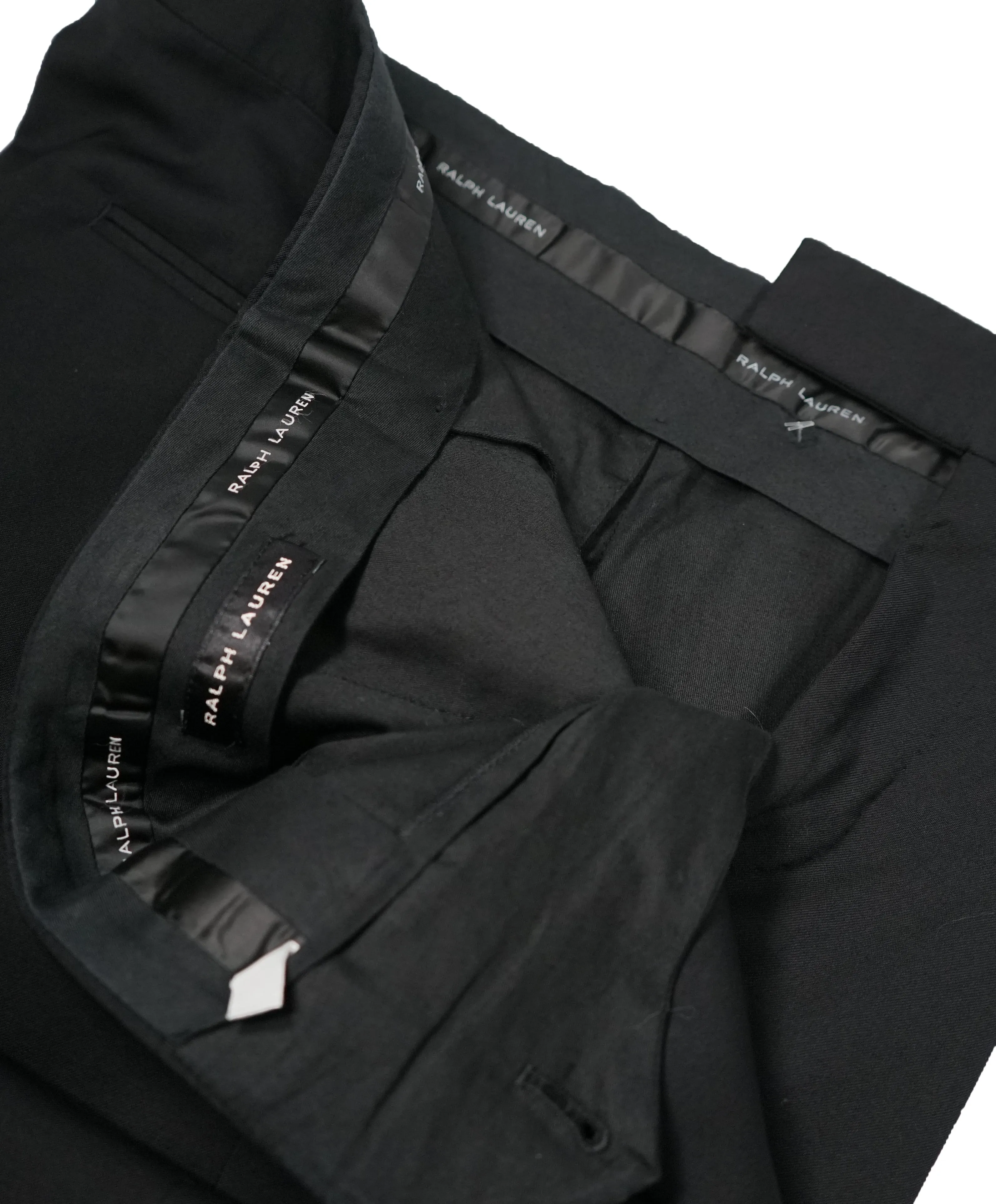 RALPH LAUREN BLACK LABEL - Solid Black Dress Pants With Side Tabs - 31W