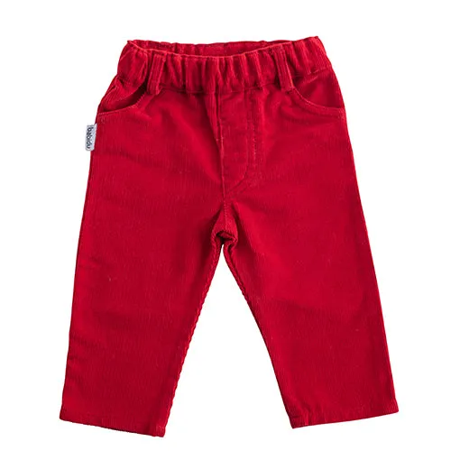 Red cord trousers