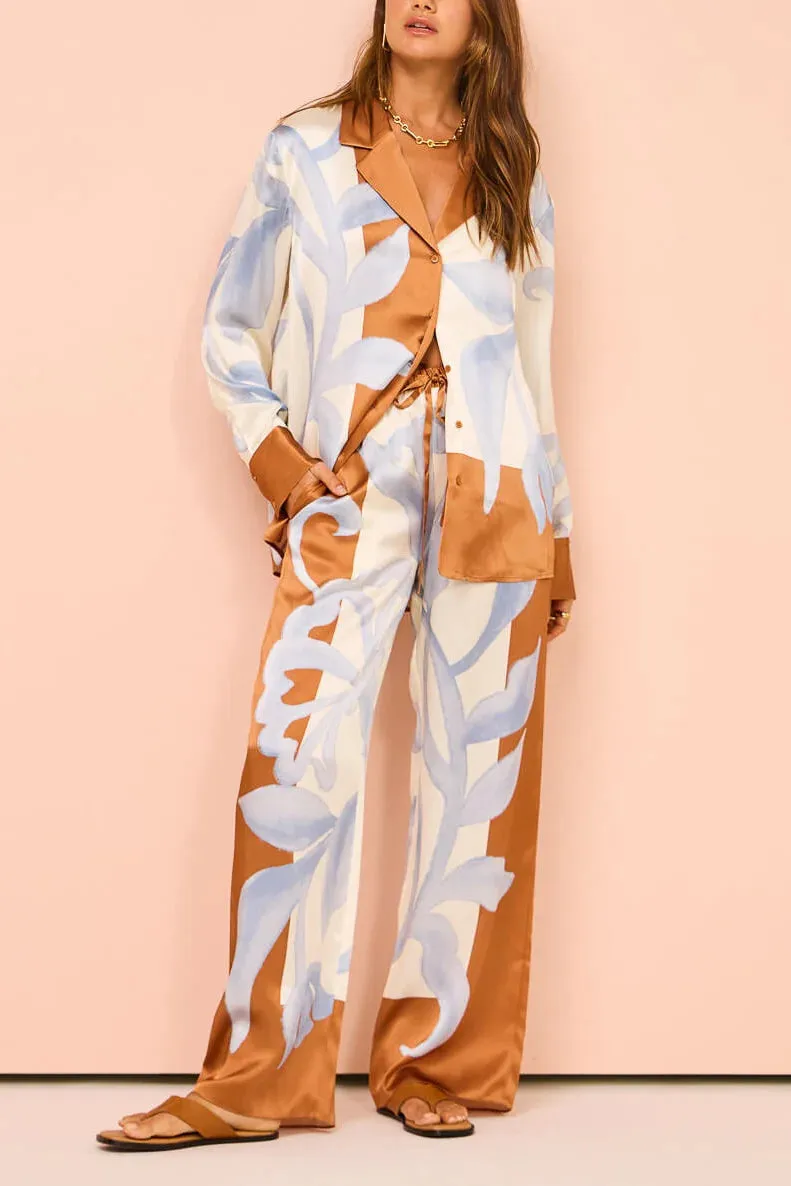 Relaxed Fit Pajama Set with Floral Design
