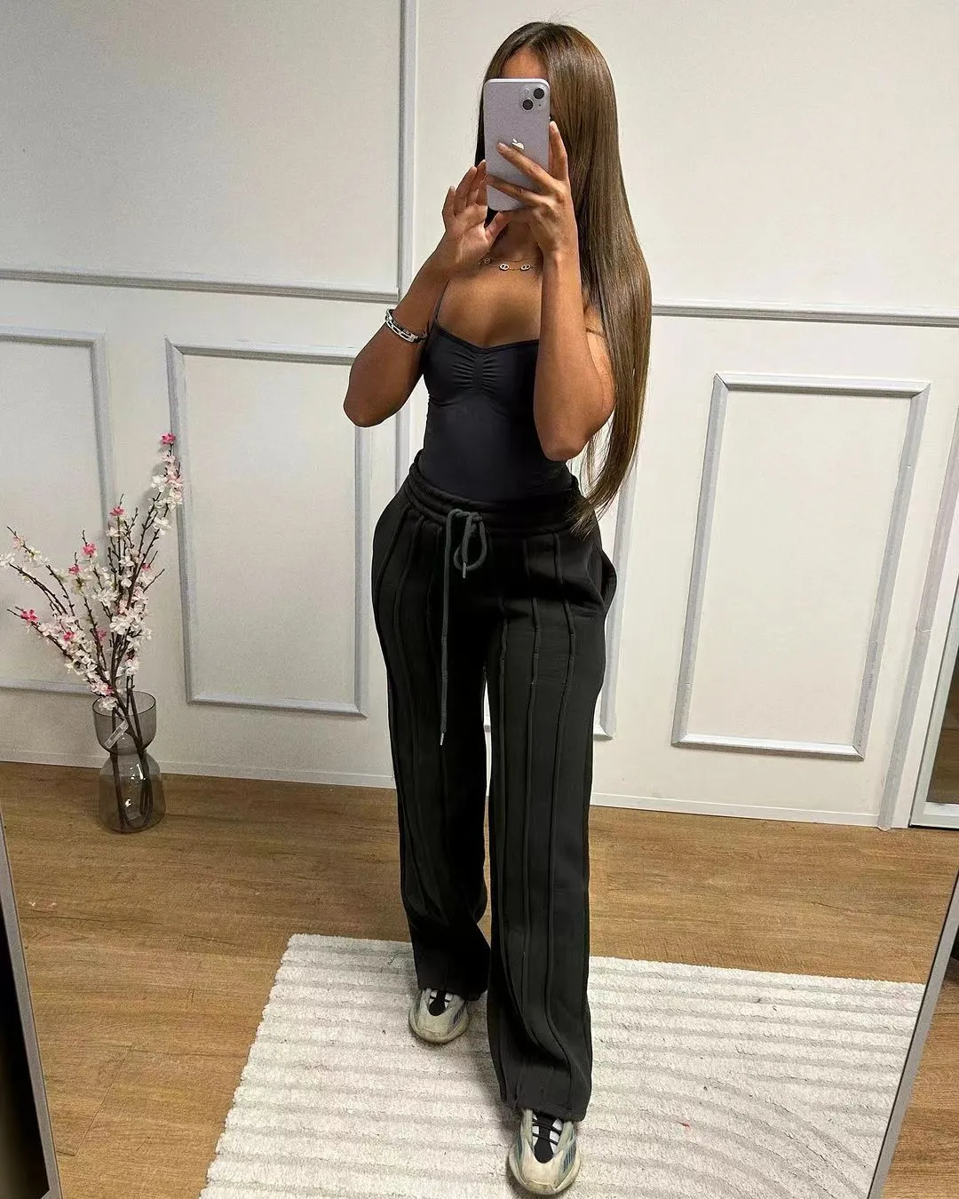 Relaxed Fit Pleated Drawstring Casual Trousers