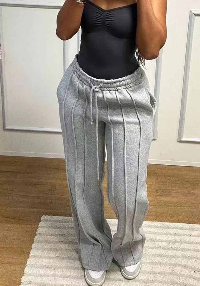 Relaxed Fit Pleated Drawstring Casual Trousers