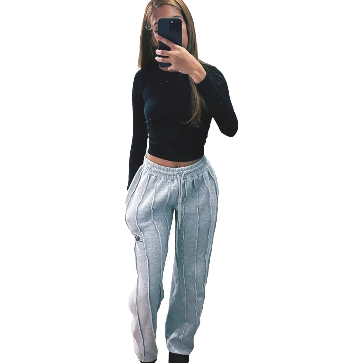 Relaxed Fit Pleated Drawstring Casual Trousers