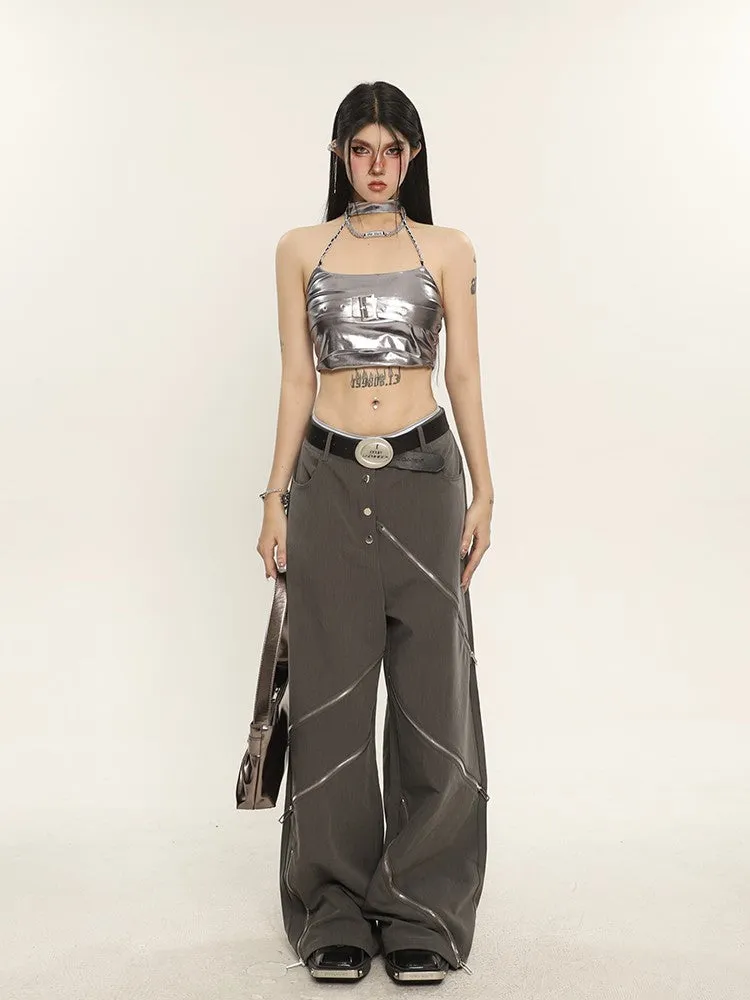 Relaxed Fit Zipper Trousers