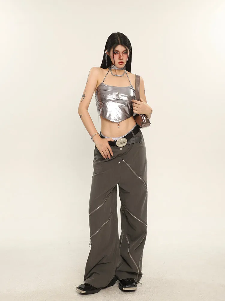 Relaxed Fit Zipper Trousers