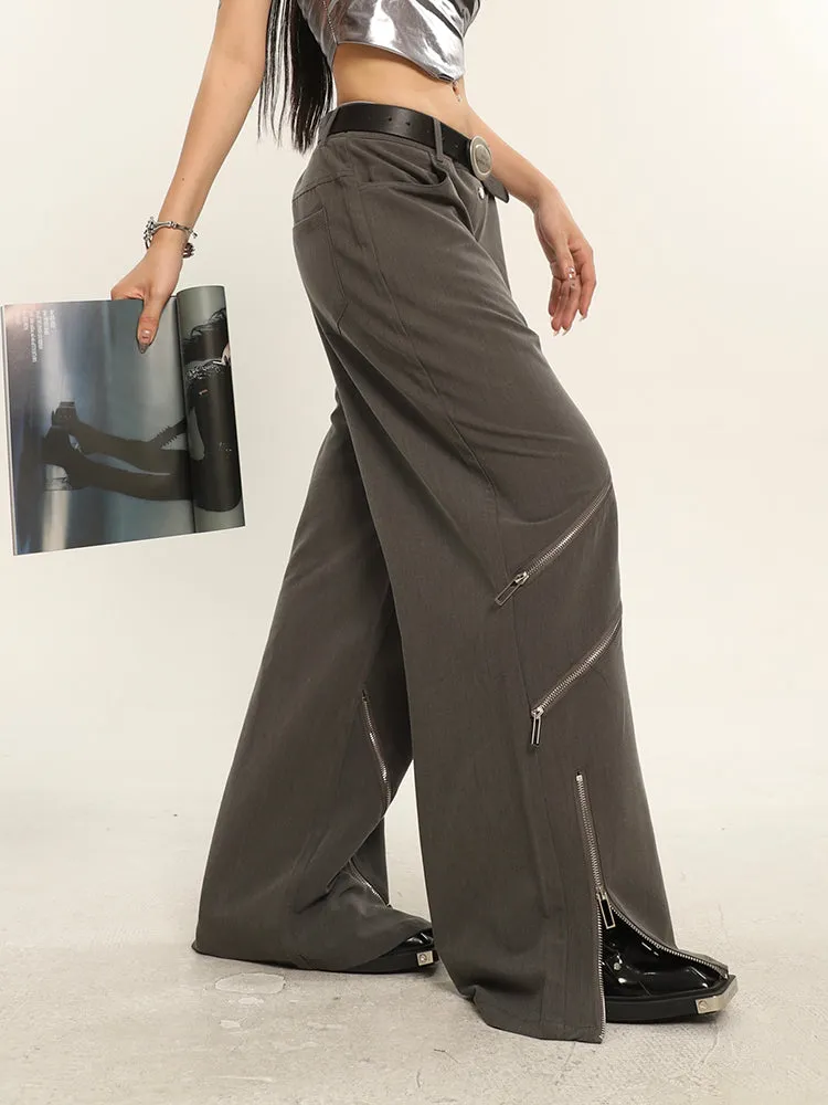 Relaxed Fit Zipper Trousers