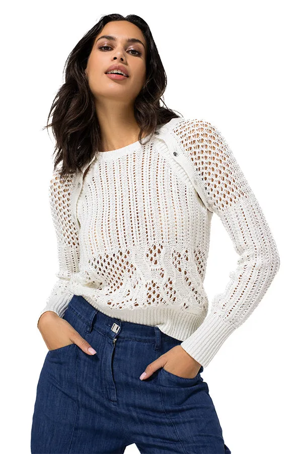 REMOVABLE SLEEVES LOOSE-KNIT PULLOVER