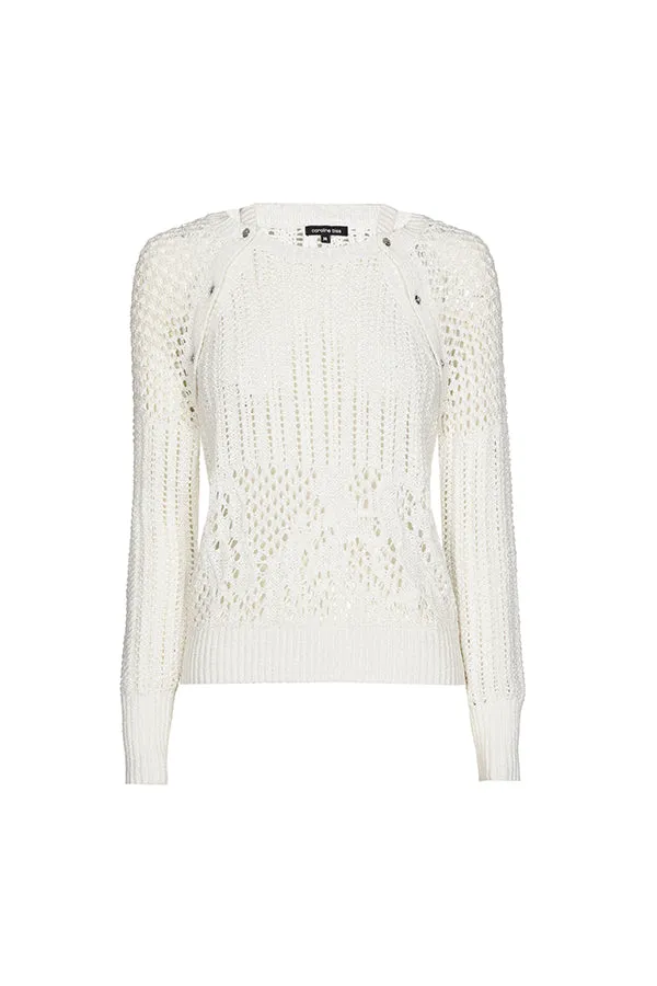 REMOVABLE SLEEVES LOOSE-KNIT PULLOVER