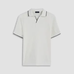 Rib Knit Short Sleeve Johnny Collar Sweater