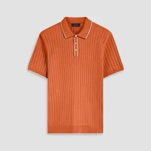 Rib Knit Short Sleeve Polo Sweater