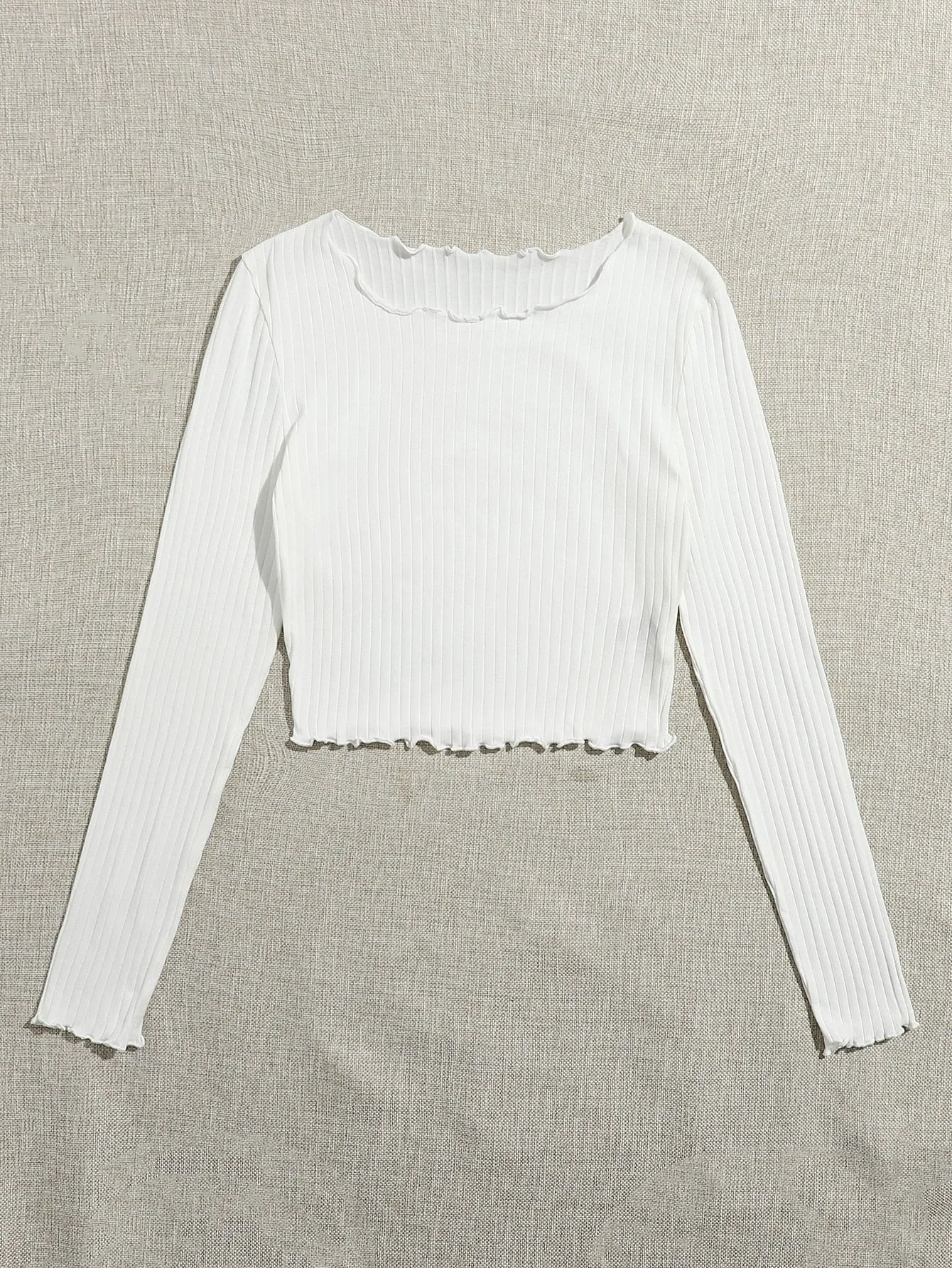 Ribbed Lettuce-Edge Cropped Tee