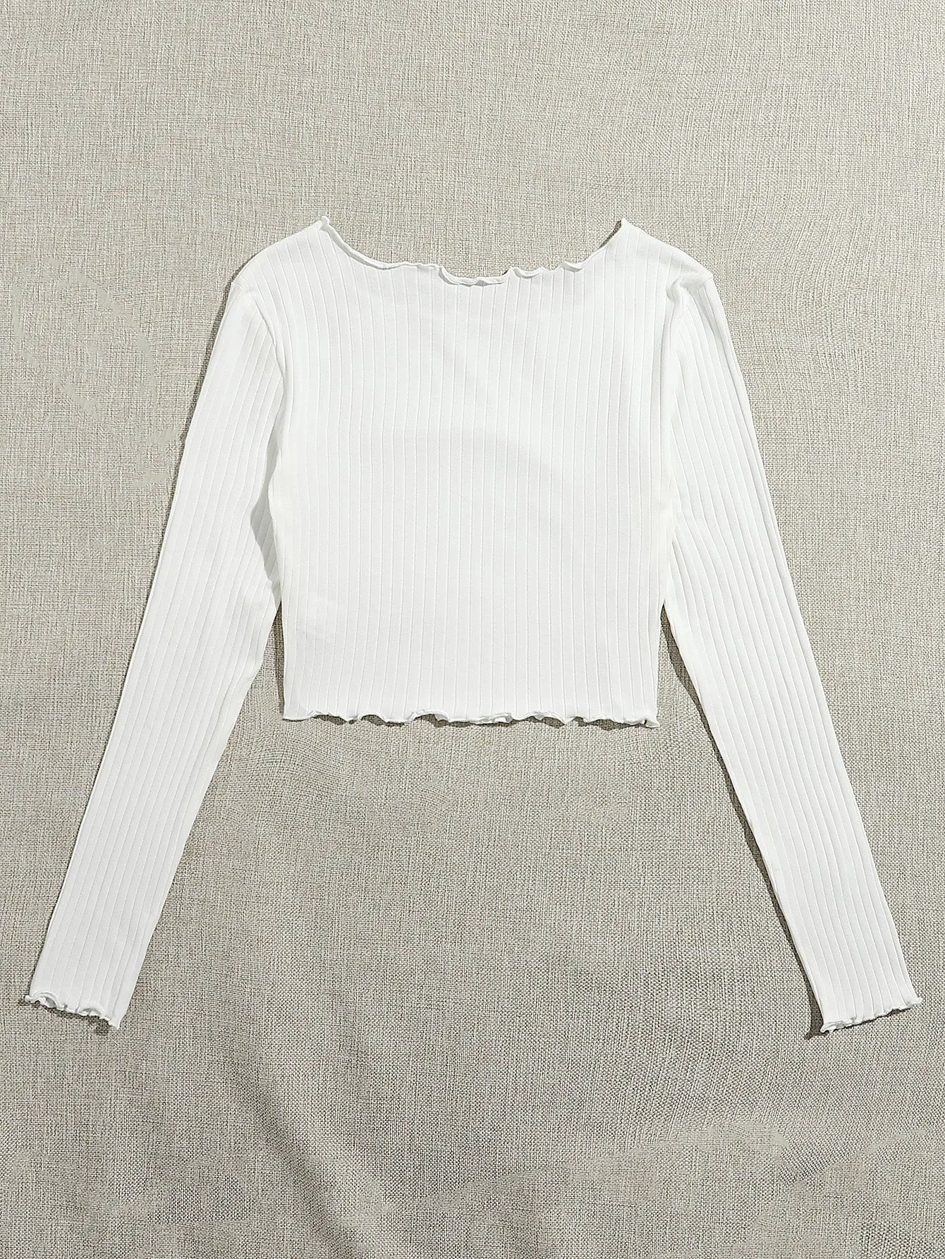 Ribbed Lettuce-Edge Cropped Tee