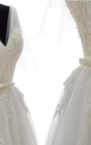 Romantic Long A-Line Tulle Wedding Dress With Heavy Embroidery-ET_711169