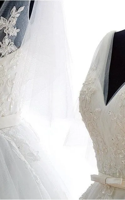 Romantic Long A-Line Tulle Wedding Dress With Heavy Embroidery-ET_711169