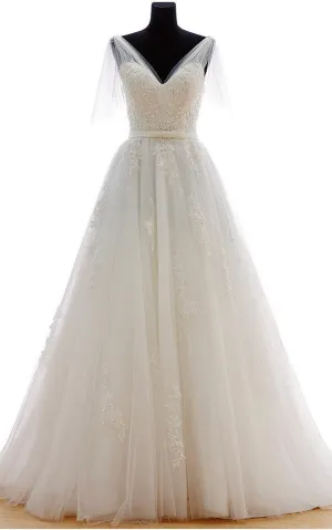 Romantic Long A-Line Tulle Wedding Dress With Heavy Embroidery-ET_711169