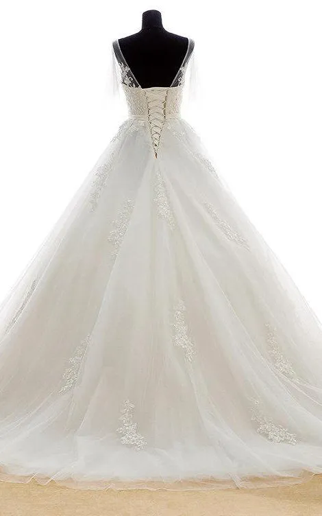 Romantic Long A-Line Tulle Wedding Dress With Heavy Embroidery-ET_711169