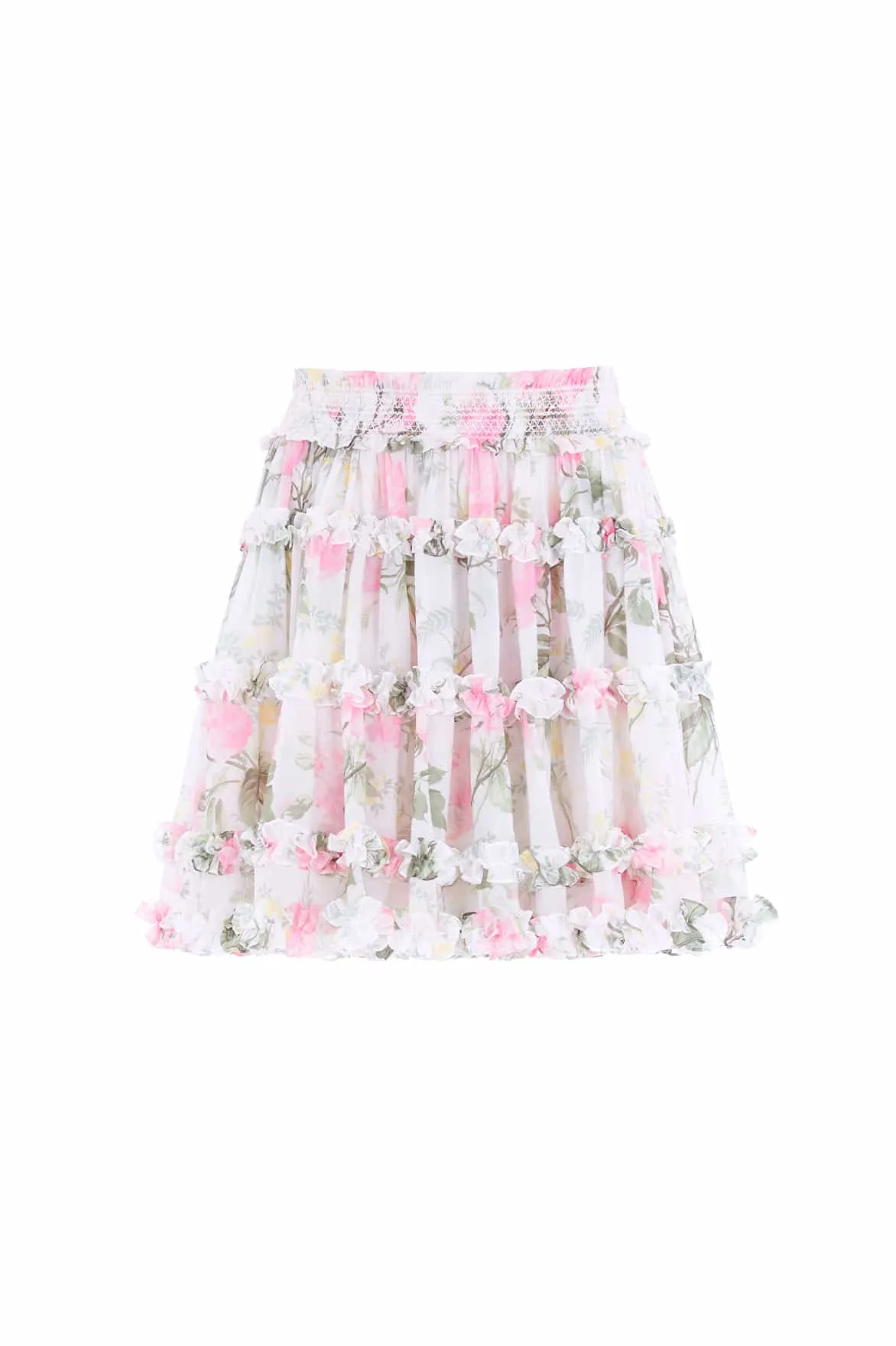 Rose Chiffon Smocked Mini Skirt